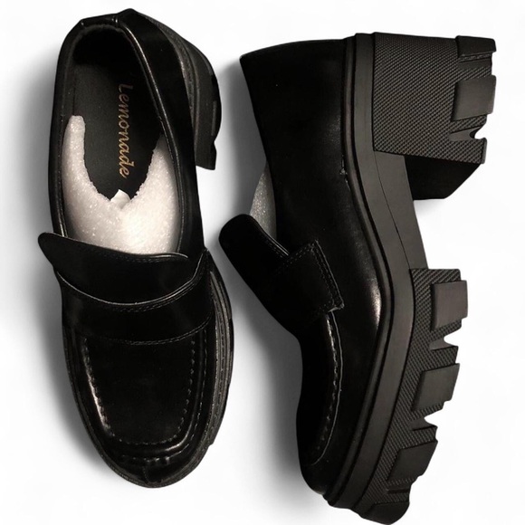 Dolls Kill Shoes - Dolls Kill Black Chunky Platform Loafers 7.5